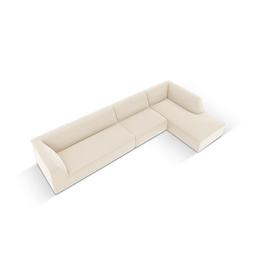 Cosmopolitan Design - Modulaire hoekbank rechts Siena 5-zits, imitatieleer lichtbeige - 180x366x69cm