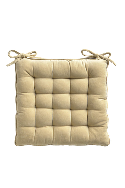 Calma House Stoelkussen Velour - Ecru - 40x40x4