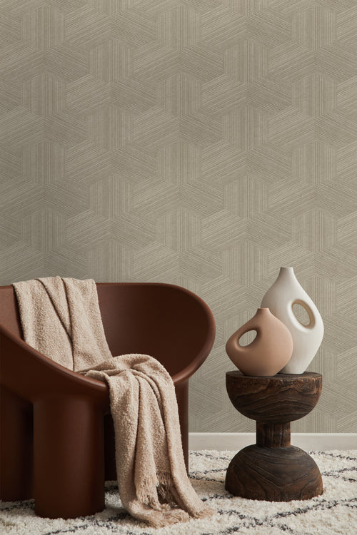 Origin Wallcoverings eco-texture vliesbehang grafisch 3D motief beige - 50 x 900 cm - 347942 - vtwonen shop