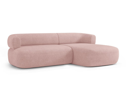 Micadoni rechter hoekbank Jenny 5-zits, boucle poederroze - 145x225x73cm