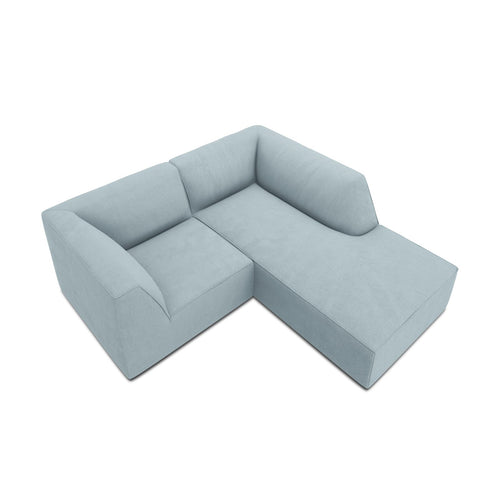 Cosmopolitan Design - Modulaire hoekbank rechts Siena 3-zits, ribfluwelen lichtblauw - 180x186x69cm