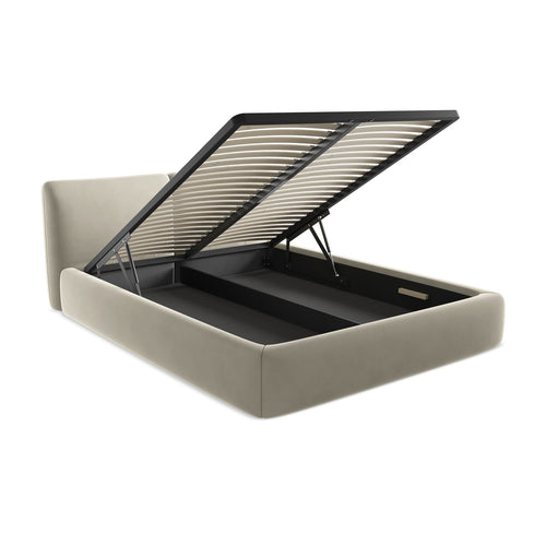 LaMiaSofa Bed met opbergruimte Milano - velours - parel - 180x228x82