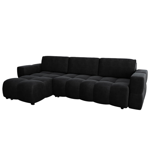 Sia Home - Hoek slaapbanken links GABRIEL - Fluweel - Donker antraciet - 286cm - vtwonen shop