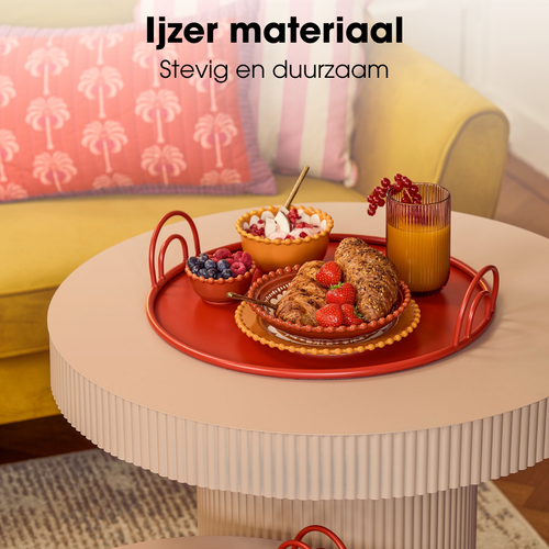 Mica Decorations Dienblad met Handgrepen - Set van 3 - Decoratie Woonkamer - Ook leuk als Kaarsenplateau, Onderzetter of Plantenonderzetter - IJzer -