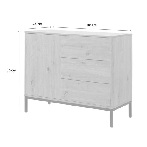 Calicosy - LENNY Ladekast Slaapkamer - Eiken - 40x90x80 cm