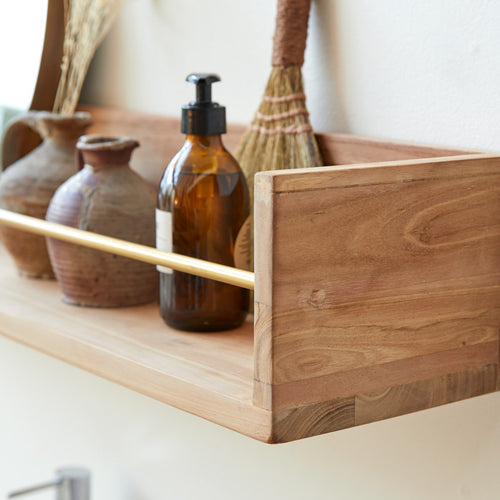 Tikamoon Badkamerrek van massief teakhout 100 cm - Naturel - vtwonen shop