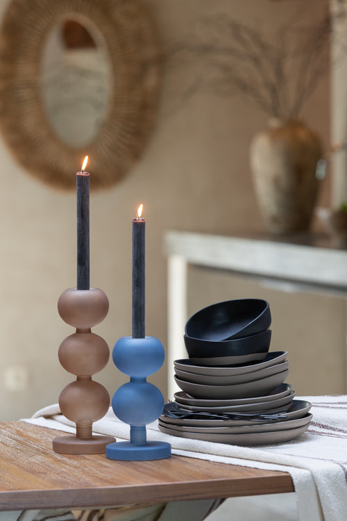 J-Line kandelaar Malik - glas - blauw - set van 2 - vtwonen shop