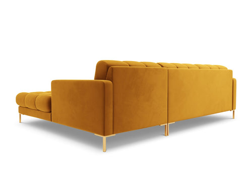 Cosmopolitan Design rechter hoekbank Bali 5-zits, flueel, geel - 185x293x75cm