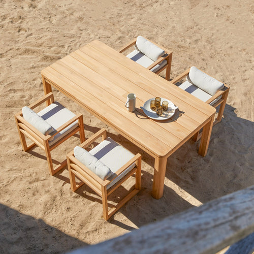 Tikamoon Tuinset in massief teak met 4 stoelen - Wit - vtwonen shop