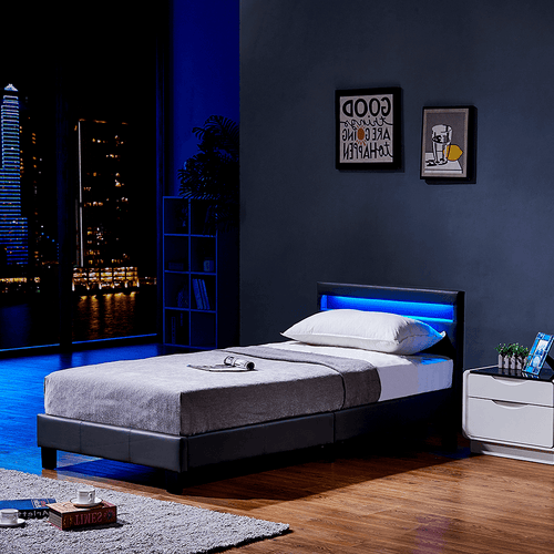 Home Deluxe LED bed ASTRO donkergrijs 90 x 200 cm - vtwonen shop