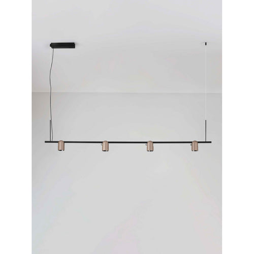 Nova Luce SIRMOS Hanglamp voor aan het plafond, champagne goud, zandkleurig zwart, Triac dimbare LED 30W 1608lm 3000K