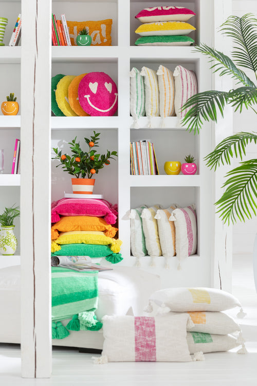 J-Line sinaasappelboom in pot - kunststof - oranje/groen - small