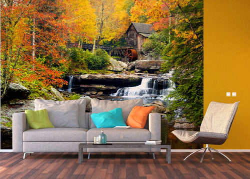 Sanders & Sanders fotobehang bosrijk landschap groen, geel en oranje - 360 x 270 cm - 600485 - vtwonen shop