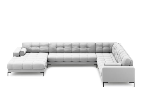 Cosmopolitan Design Panoramische hoekbank rechts Bali 7-zits, structurele stof, lichtgrijs - 256x327x75cm