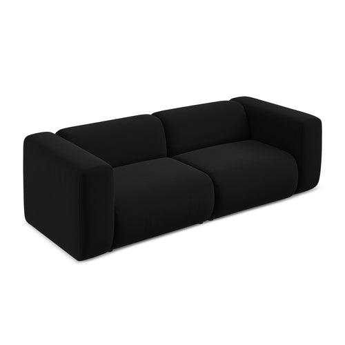 LaMiaSofa 3-zits bank Bari - velours - zwart - 228x89x70