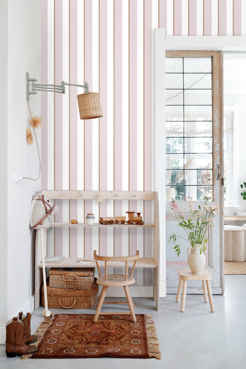 ESTAhome behang strepen lila paars en wit - 50 x 900 cm - 131907