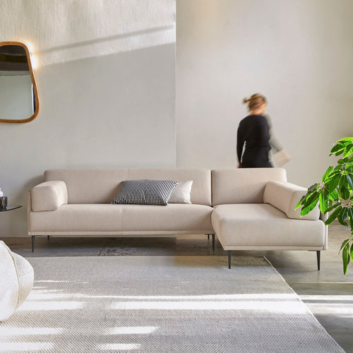 Tikamoon Hoekbank rechts in ecru stof 270 x 180 cm - Beige