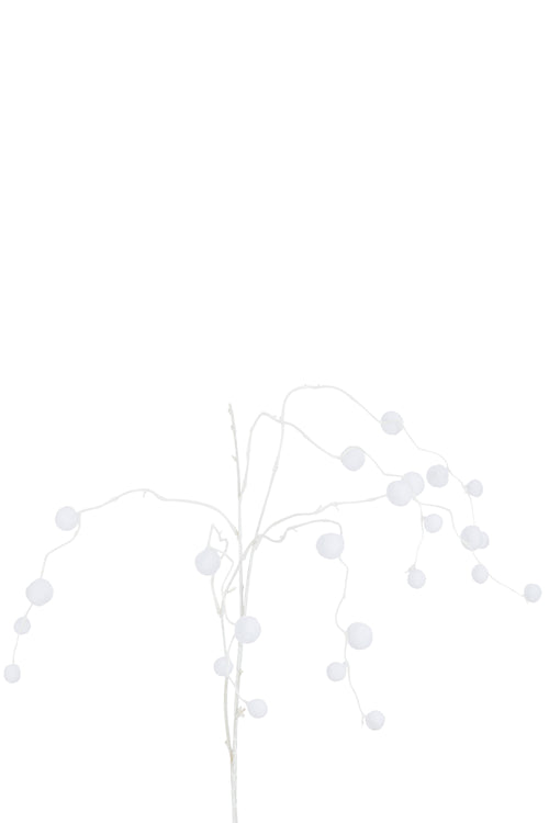 J-Line decoratie tak Hangend + Pompons - kunststof - wit - 12 stuks - vtwonen shop