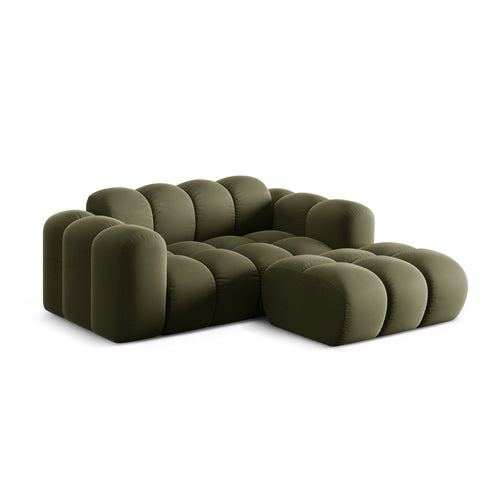 Cosmopolitan Design - Rechter hoekbank Treno 2-zits, flueel groente - 164x180x70cm