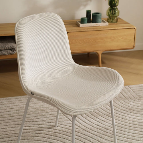 Nolon Nora-Fé Eetkamerstoel Ribstof Créme - Stof - Witte Poten - vtwonen shop