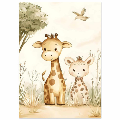 Artfulprints  Liefdevolle giraffen   poster A4 21x29.7 cm - vtwonen shop