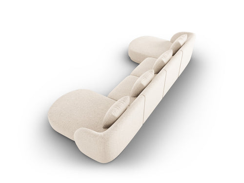 Cosmopolitan Design Panoramische bank Tulum 5-zits, chenille, lichtbeige - 156x330x70cm