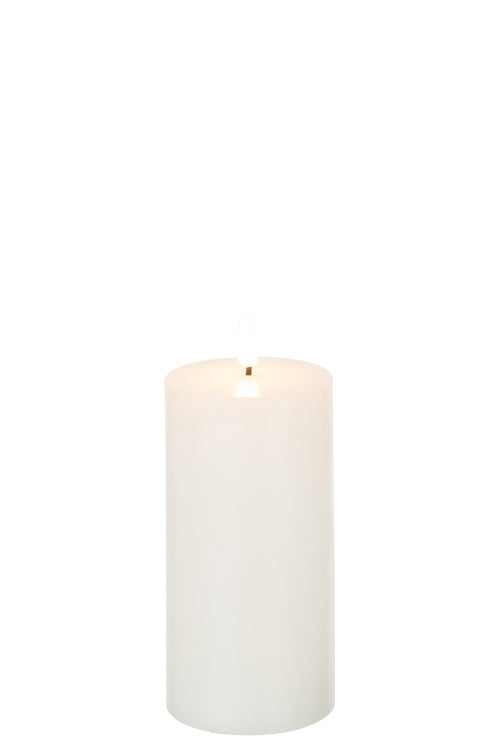 J-Line kaars - wit - medium - LED lichtjes