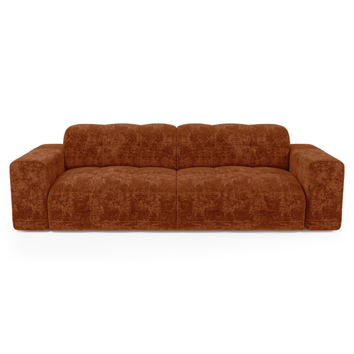 Sia Home - Rechte bank MAEL - Fluweel met reliëf - Terracotta - 230cm