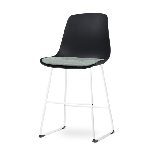 Nolon Nino-Liv Barkruk Zwart - Zacht Groen Kussen - Wit Frame - 65 cm
