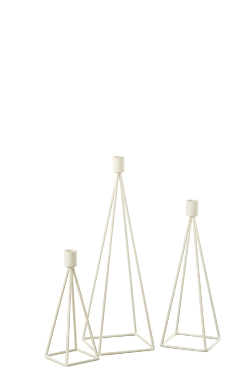 J-Line kandelaar - metaal - wit - 3 stuks