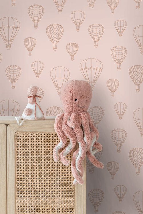 ESTAhome behang luchtballonnen terracotta roze - 50 x 900 cm - 139720 - vtwonen shop