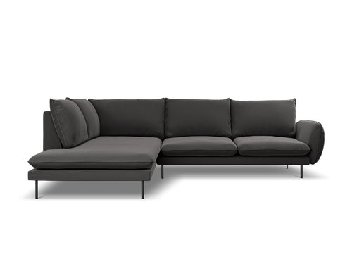 Cosmopolitan Design linker hoekbank Vienna 6-zits, flueel, donkergrijs - 185x275x95cm