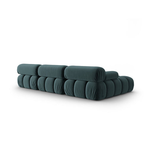Cosmopolitan Design - Modulaire hoekbank links Cortina 4-zits, flueel turkoois - 155x282x70cm
