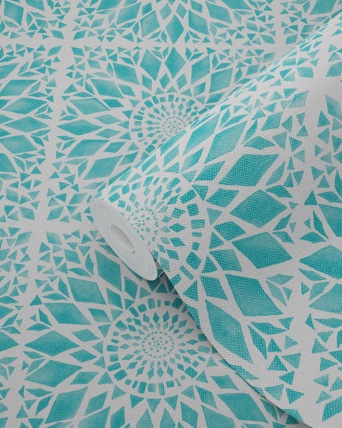 ESTAhome behang tegelmotief turquoise - 53 cm x 10.05 m - 148611