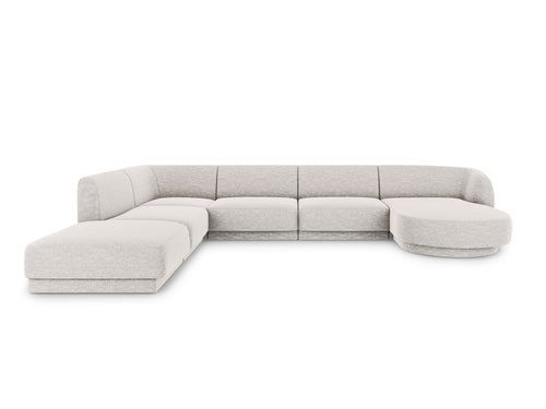 Micadoni Panoramische hoekbank links Miley 6-zits, structurele stof geld - 255x330x70cm