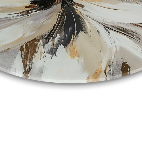 Reinders Stijlvolle bloem glasschilderij -  beige - woonkamer - Ø 70cm