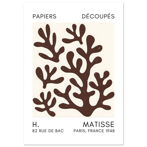 Artfulprints Poster met Lijst Matisse – Coral shadows brown   - 50x70 cm - Bruin