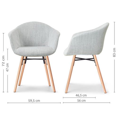 Nolon Nena-Otis Eetkamerstoel Grijs Melange - Armleuning - Stof - vtwonen shop