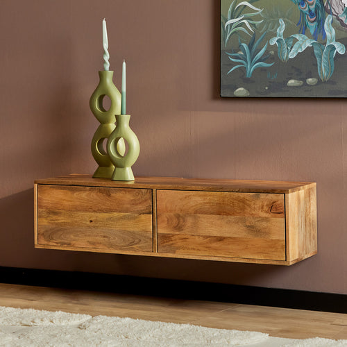 StarFurn Zwevend Tv-meubel Vision - Naturel Hout - 120x35x30cm - vtwonen shop