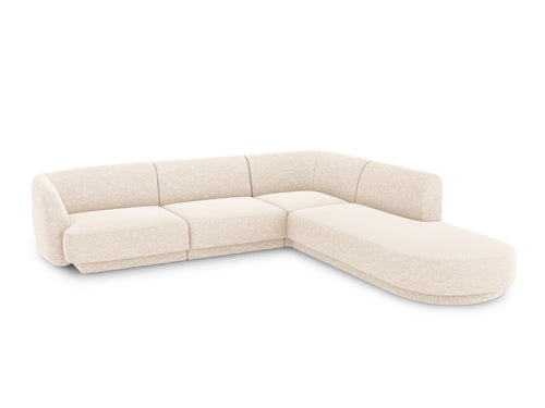 Micadoni rechter hoekbank Miley 6-zits, structurele stof ivoor - 248x255x70cm