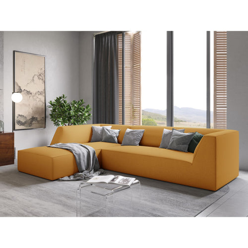 Cosmopolitan Design - Modulaire hoekbank links Siena 4-zits, structurele stof geel - 180x273x69cm