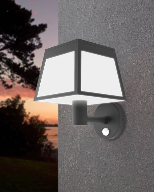 EGLO solar wandlamp buiten Altilia - led - 20 cm - zwart/wit