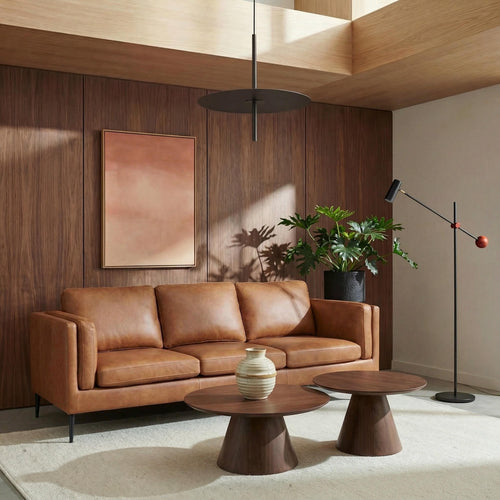 Furnhouse 3-zitsbank Valencia - Cognacbruin - Leer - 88x220x101