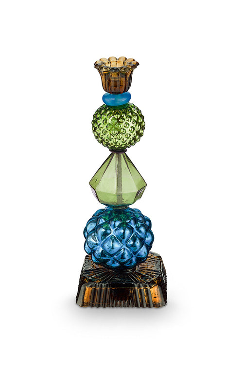 Pip Studio - Love Birds Blue Green - Glazen Kandelaar Bead - 23,5cm