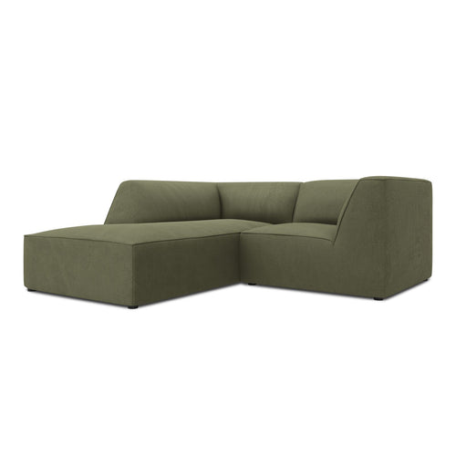 Cosmopolitan Design - Modulaire hoekbank links Siena 3-zits, ribfluwelen groente - 180x186x69cm