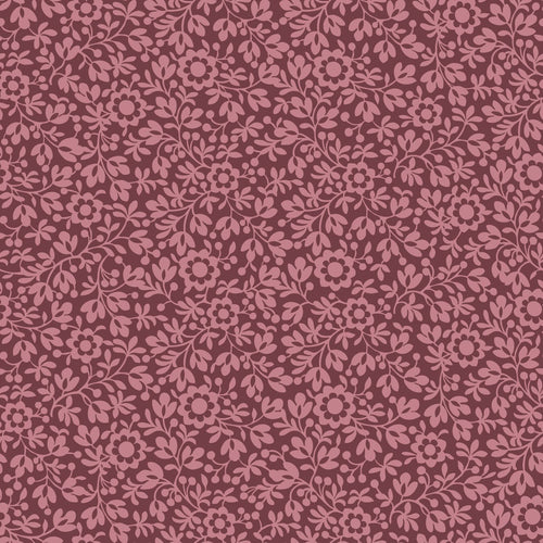 ESTAhome behang bloemetjes aubergine paars - 50 x 900 cm - 131672 - vtwonen shop