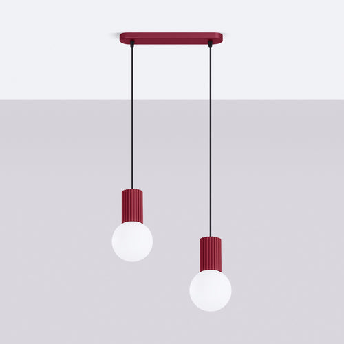 Sollux Lighting Hanglamp HALO 2L bordeaux - 33,5x6x120cm