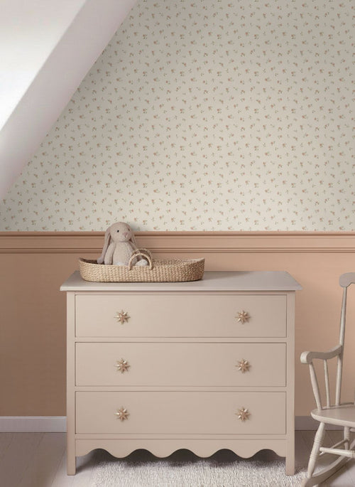 ESTAhome behang vintage bloemetjes beige, roze en groen - 50 x 900 cm - 132219