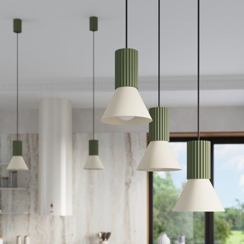 Sollux Lighting Hanglamp ESTRIA 3P beige/olijfgroen - 30x30x120cm