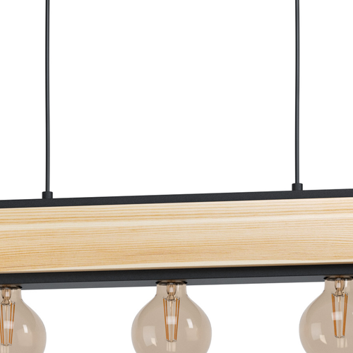 EGLO hanglamp Layham - e27 - 96 cm - zwart/bruin